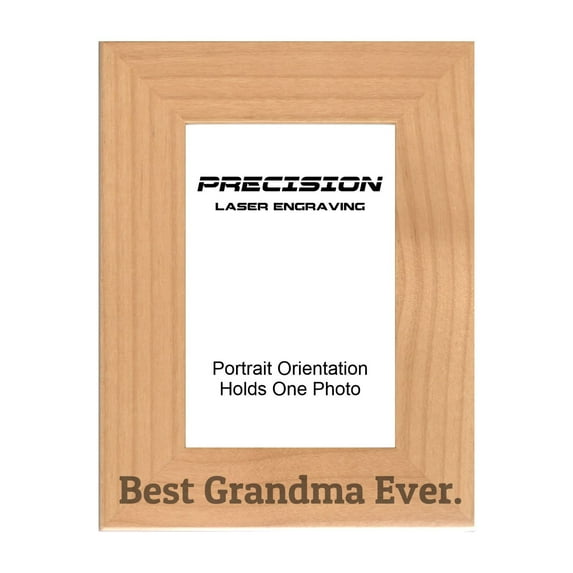 PrecisionNC Grandma Frames Best Grandma Ever Engraved Natural Wood Picture Frame Gift from Grandchild 4x6 Portrait