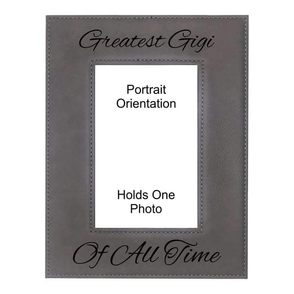PrecisionNC Grandma Gifts Greatest Gigi of All Time Engraved Leatherette Gray Picture Frame Mothers Day 4x6 Portrait