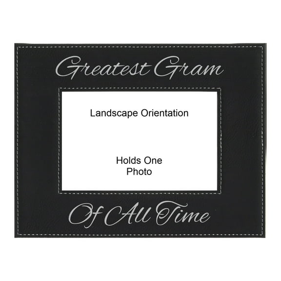 PrecisionNC Grandma Gifts Greatest Gram of All Time Engraved Leatherette Black Picture Frame Mothers Day 4x6 Landscape