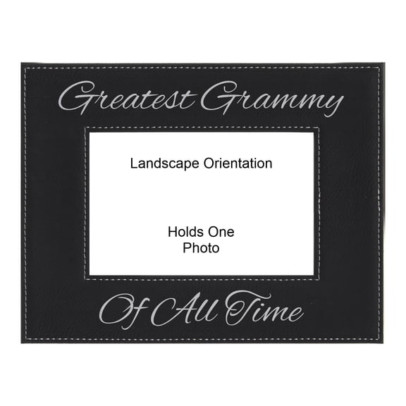 PrecisionNC Grandma Gifts Greatest Grammy of All Time Engraved Leatherette Black Picture Frame Mothers Day 4x6 Landscape