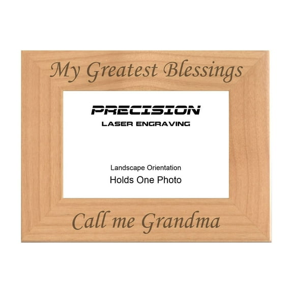 PrecisionNC Grandma Gifts My Greatest Blessings Call Me Grandma Engraved Natural Wood Picture Frame from Grandchildren 4x6 Landscape