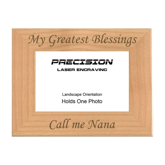 PrecisionNC Grandma Gifts My Greatest Blessings Call Me Nana Engraved Natural Wood Picture Frame from Grandchildren 4x6 Landscape