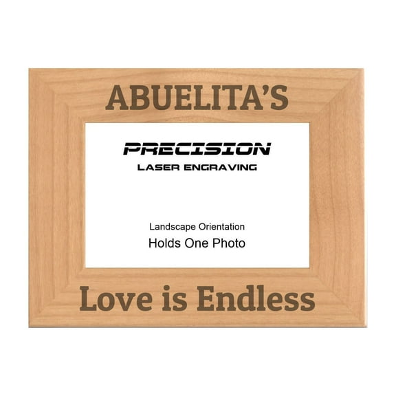 PrecisionNC Hispanic Grandma Gifts Abuelita's Love is Endless Engraved Natural Wood Picture Frame from Grandson Granddaughter 4x6 Landscape