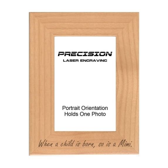 PrecisionNC Grandma Gifts When a child is born so is a Mimi Engraved Natural Wood Picture Frame Newborn Baby 5x7 Portrait