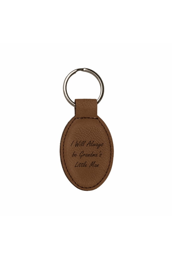 PrecisionNC Grandma Grandson Gifts I Will Always be Grandma's Little Man Engraved Keychain Key Tag Mothers Day (Brown)