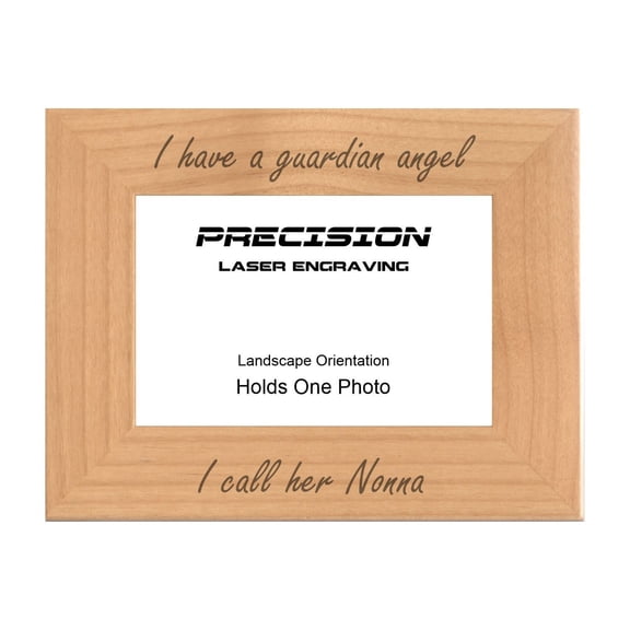 PrecisionNC Grandma Remembrance Frame I have a guardian angel I call her Nonna Engraved Natural Wood Memorial Picture Frame 4x6 Landscape