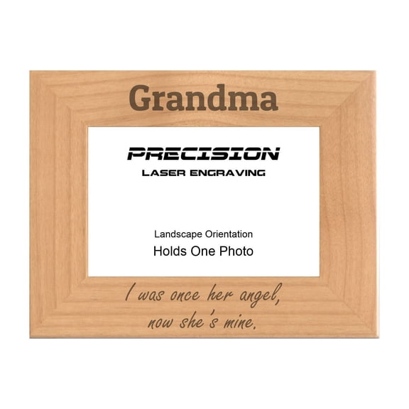 PrecisionNC Grandma Remembrance Frame I was once her angel now she's mine Engraved Natural Wood Memorial Picture Frame 4x6 Landscape