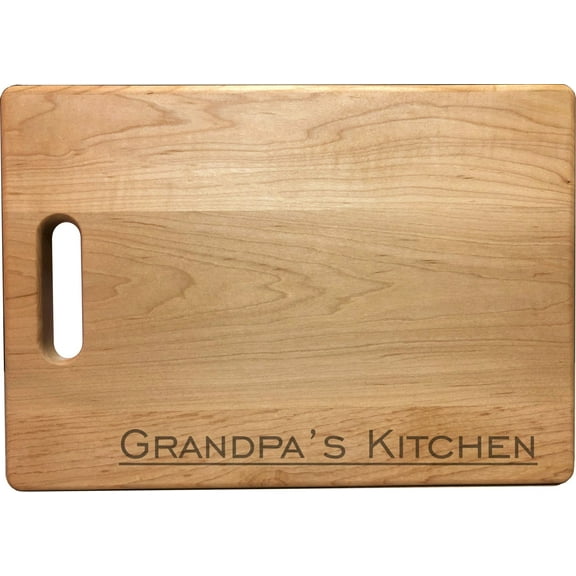 PrecisionNC Grandpa Cooking Gifts Grandpa's Kitchen Engraved Large Sized Natural Wood Cutting Board Maple