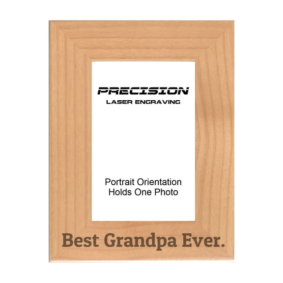 PrecisionNC Grandpa Frames Best Grandpa Ever Engraved Natural Wood Picture Frame Gift from Grandchild 4x6 Portrait