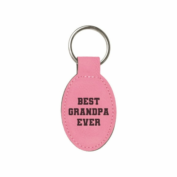 PrecisionNC Grandpa Gifts Best Grandpa Ever Engraved Keychain Key Tag Fathers Day Gift from Grandson Granddaughter (Pink)