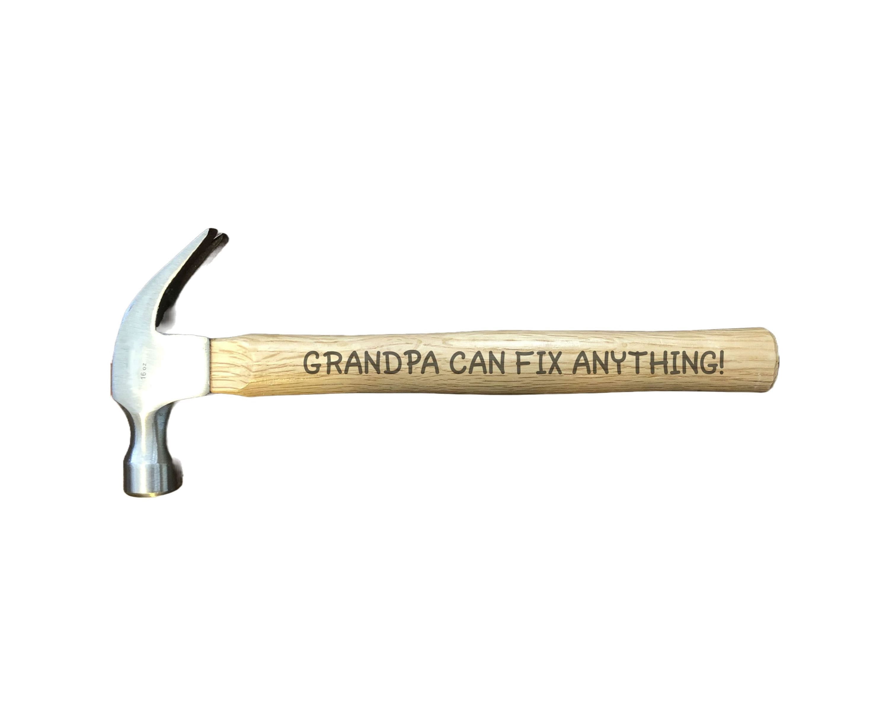 PrecisionNC Grandpa Gifts Grandpa can fix anything Engraved Wood Handle 16 oz Claw Hammer Fathers Day Birthday Gifts