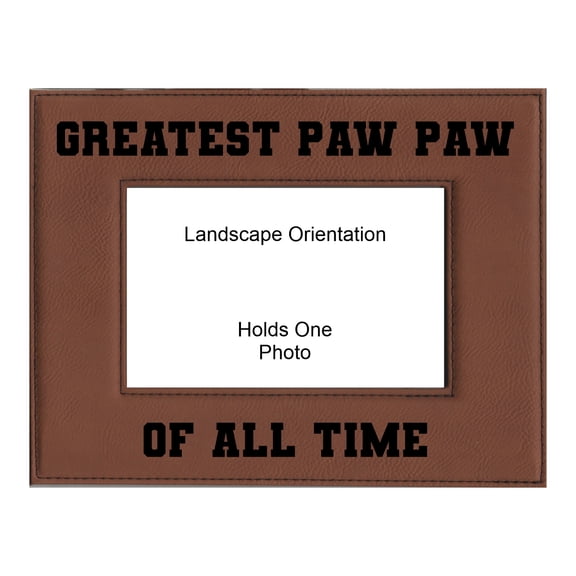 PrecisionNC Grandpa Gifts Greatest Paw Paw of All Time Engraved Leatherette Brown Picture Frame Fathers Day 5x7 Landscape