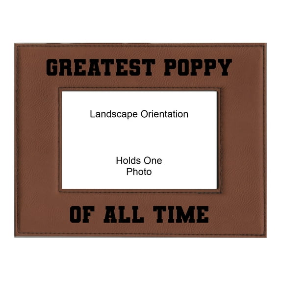 PrecisionNC Grandpa Gifts Greatest Poppy of All Time Engraved Leatherette Brown Picture Frame Fathers Day 5x7 Landscape