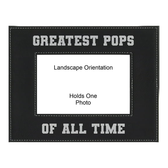 PrecisionNC Grandpa Gifts Greatest Pops of All Time Engraved Leatherette Black Picture Frame Fathers Day 4x6 Landscape