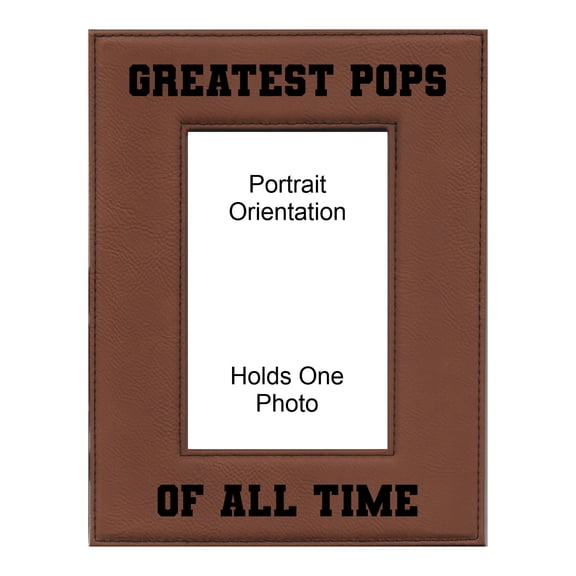 PrecisionNC Grandpa Gifts Greatest Pops of All Time Engraved Leatherette Brown Picture Frame Fathers Day 4x6 Portrait