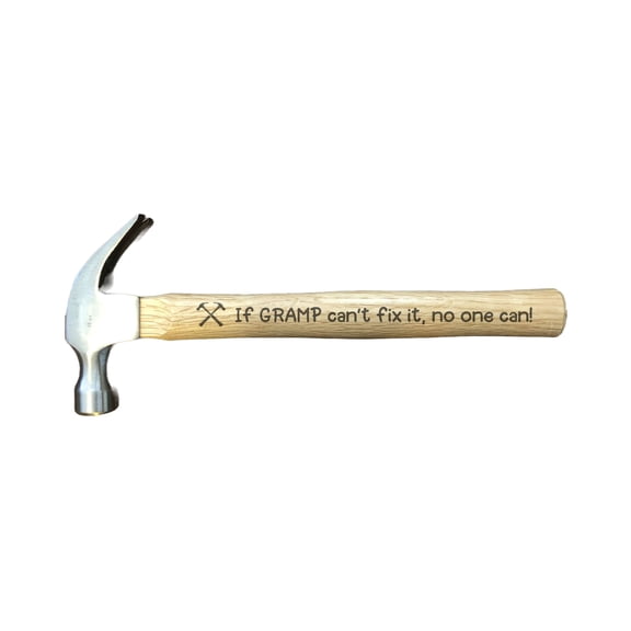PrecisionNC Grandpa Gifts If Gramp can't fix it no one can Engraved Wood Handle 16 oz Claw Hammer Fathers Day Birthday Gifts