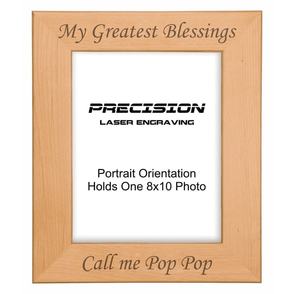 PrecisionNC Grandpa Gifts My Greatest Blessings Call Me Pop Pop Engraved Natural Wood Picture Frame from Grandchildren 8x10 Portrait