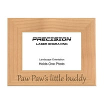 PrecisionNC Grandpa Gifts Paw Paw's little buddy Grandchild Engraved Natural Wood Picture Frame 4x6 Landscape