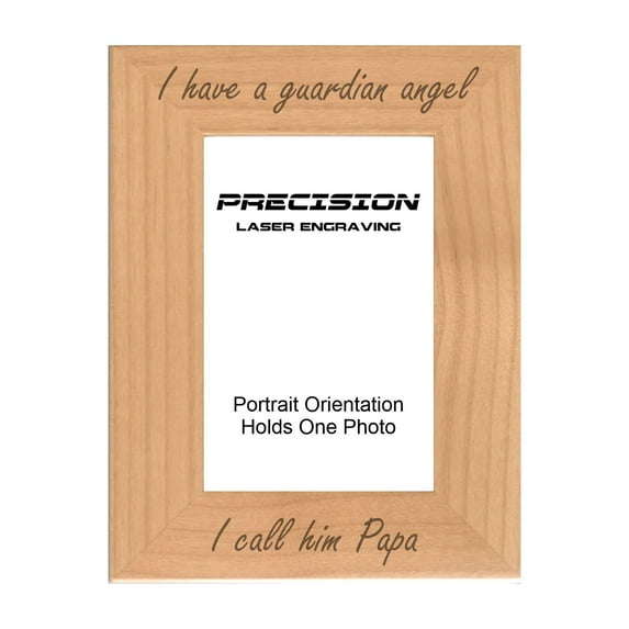 PrecisionNC Grandpa Remembrance Frame I have a guardian angel I call him Papa Engraved Natural Wood Memorial Picture Frame 5x7 Portrait