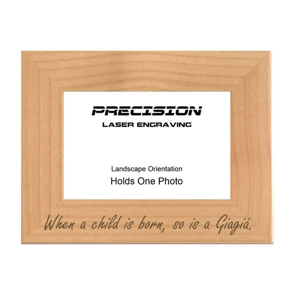 PrecisionNC Greek Grandma Gifts When a child is born so is a GiaGia Engraved Natural Wood Picture Frame Newborn Baby 4x6 Landscape