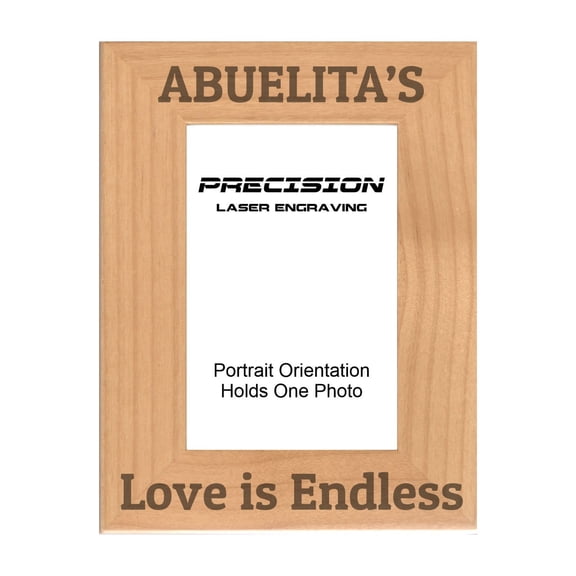 PrecisionNC Hispanic Grandma Gifts Abuelita's Love is Endless Engraved Natural Wood Picture Frame from Grandson Granddaughter 5x7 Portrait