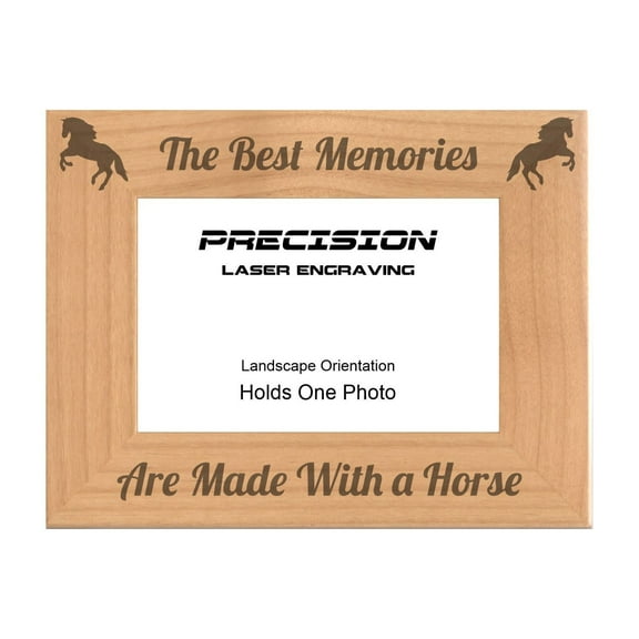 PrecisionNC Horse Frames Best Memories are Made With a Horse Engraved Natural Wood Picture Frame 4x6 Landscape