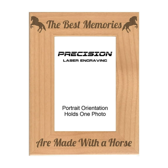 PrecisionNC Horse Frames Best Memories are Made With a Horse Engraved Natural Wood Picture Frame 4x6 Portrait