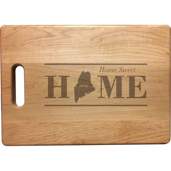 PrecisionNC Housewarming Gifts Maine Home Sweet Home Engraved Large Sized Natural Wood Cutting Board Maple