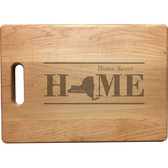 PrecisionNC Housewarming Gifts New York Home Sweet Home Engraved Large Sized Natural Wood Cutting Board Maple