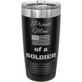 thumbnail image 1 of PrecisionNC Military Gifts Proud Mom of a Soldier American Flag Engraved Stainless Steel Travel Mug Tumbler with Lid 20 ounce Black, 1 of 2