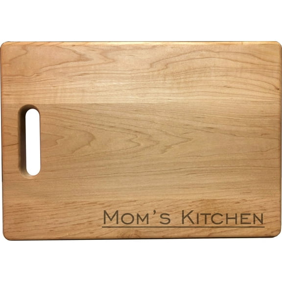 PrecisionNC Mom Cooking Gifts Mom's Kitchen Engraved Large Sized Natural Wood Cutting Board Maple