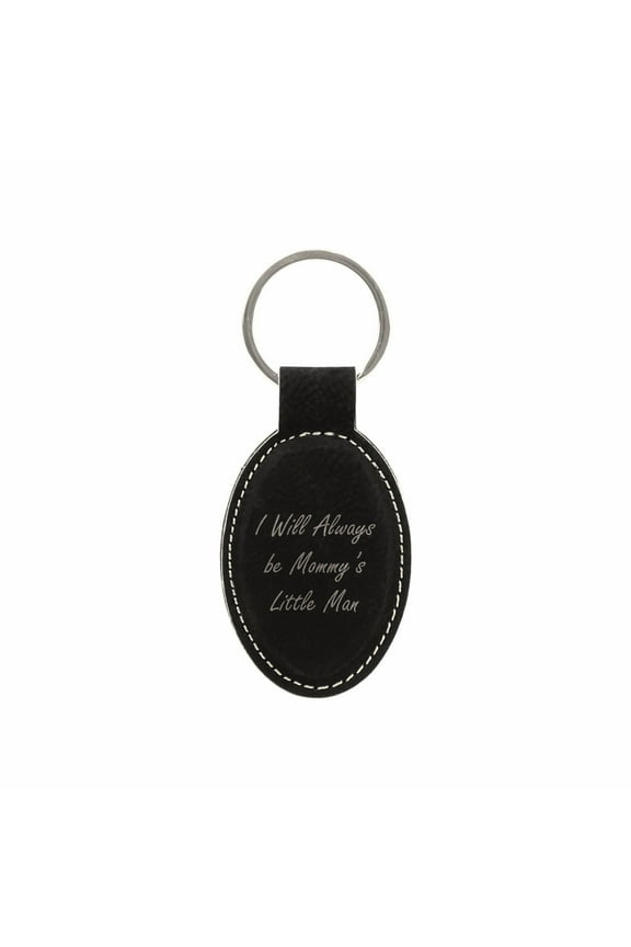 PrecisionNC Mom Gifts I Will Always be Mommy's Little Man Engraved Keychain Key Tag Mothers Day Gift from Son (Black)