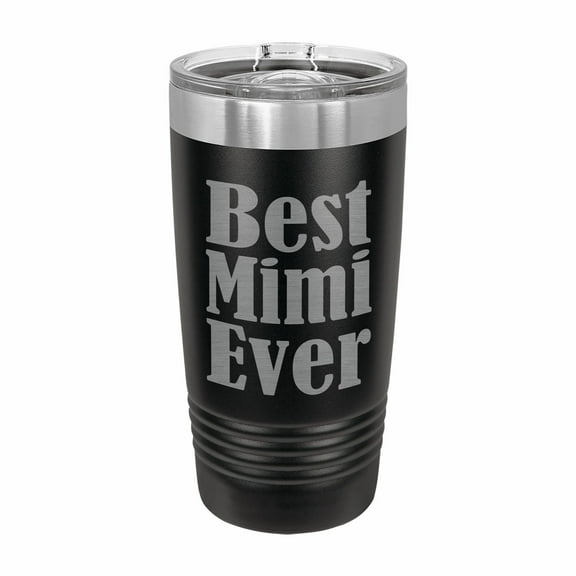 PrecisionNC Mothers Day Gift for Grandma Best Mimi Ever Engraved Stainless Steel Travel Mug Tumbler with Lid 20 ounce Black
