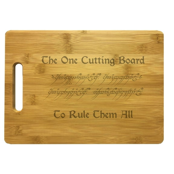 PrecisionNC Nerdy Gifts One Cutting Board to Rule Them All Inscription of Power Engraved Large Sized Natural Wood Cutting Board Bamboo