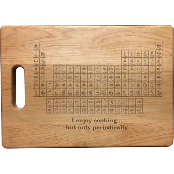 PrecisionNC Nerdy Gifts Periodic Table of Elements Enjoy Cooking Periodically Engraved Large Sized Natural Wood Cutting Board Maple