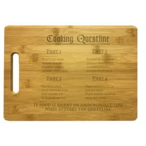 PrecisionNC Nerdy Gifts for Gamer Cooking Questline RPG Style Engraved Large Sized Natural Wood Cutting Board Bamboo