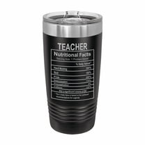 PrecisionNC Office Gifts Teacher Nutritional Information Engraved Stainless Steel Travel Mug Tumbler with Lid 20 ounce Black