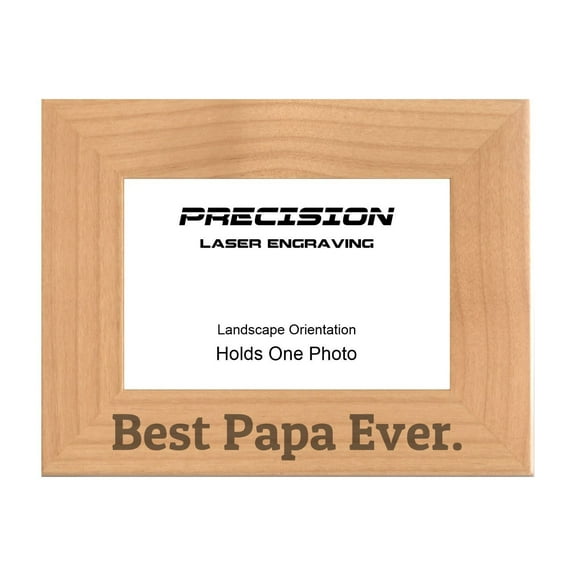 PrecisionNC Papa Frames Best Papa Ever Engraved Natural Wood Picture Frame Gift from Grandchild 4x6 Landscape