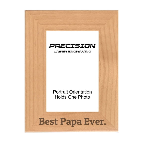 PrecisionNC Papa Frames Best Papa Ever Engraved Natural Wood Picture Frame Gift from Grandchild 4x6 Portrait