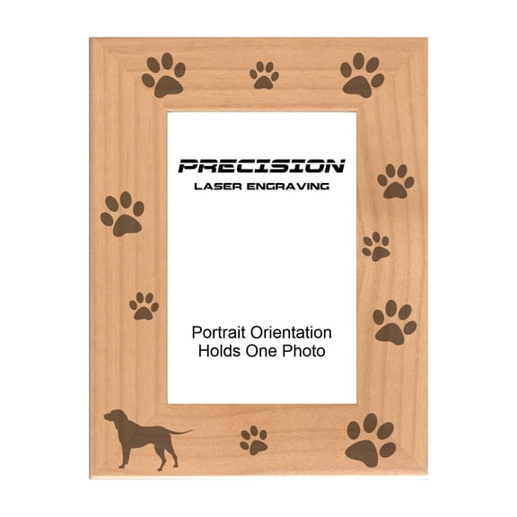 PrecisionNC Pet Frame Labrador Retriever with Paw Prints Engraved Natural Wood Picture Frame for Dogs 4x6 Portrait