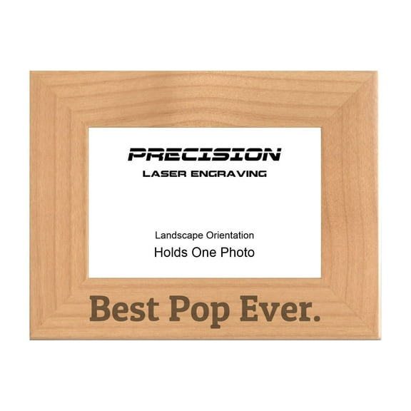 PrecisionNC Pop Frames Best Pop Ever Engraved Natural Wood Picture Frame Gift from Grandchild 5x7 Landscape