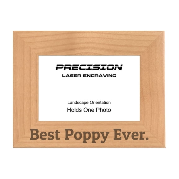 PrecisionNC Poppy Frames Best Poppy Ever Engraved Natural Wood Picture Frame Gift from Grandchild 4x6 Landscape