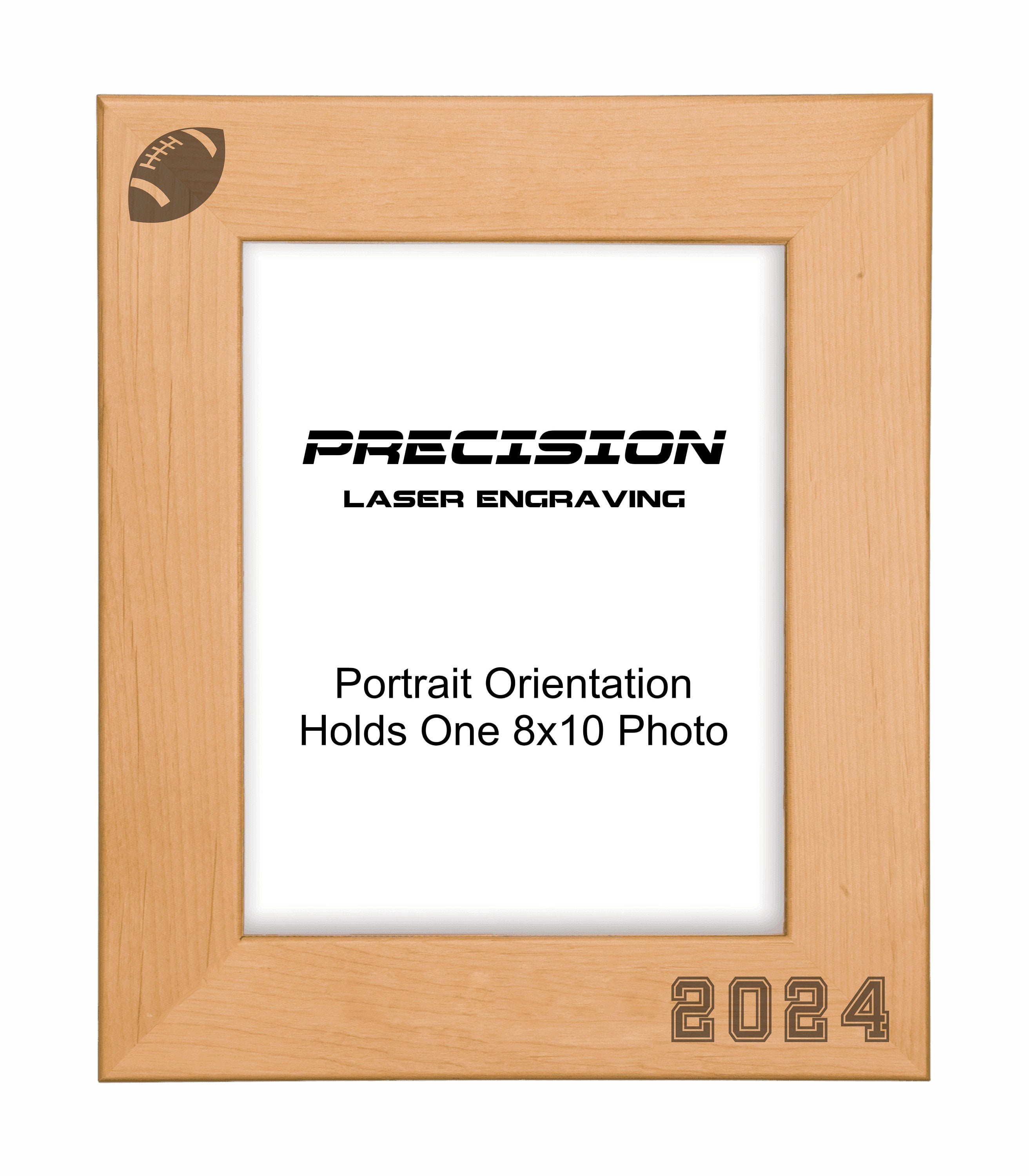 PrecisionNC Sports Frame 2024 Football Engraved Natural Wood Picture