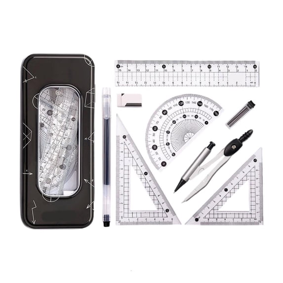 Precisions Geometry Compass Set With ABS Plastic Ruler And Storage Case