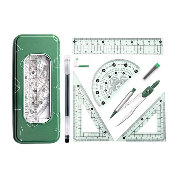 Precisions Geometry Compass Set With ABS Plastic Ruler And Storage Case