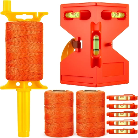 Precisions String Line 3 Rolls Mason Line String with 5 Line Levels for Work Gardening Braided Construction Nylon Twine