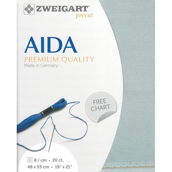 Wizardi Aida Very Light Pewter 3326 5018, Precut Zweigart 20 Count Cross Stitch Fabric, 100% Cotton Needlework Blank Canvas and Embroidery Cloth, 19x21 in for Adults