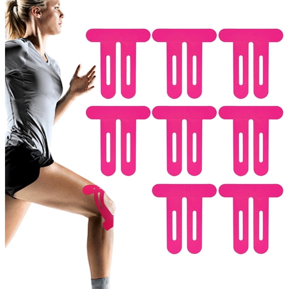 Precut Athletic Kinesiology Tape - 8 Piece Water Resistant Breathable Strips for Knee and Joint Support, Flexible Muscle Tape for Running, Camping, Cycling, Exercise, Fitness, Injury Prevention