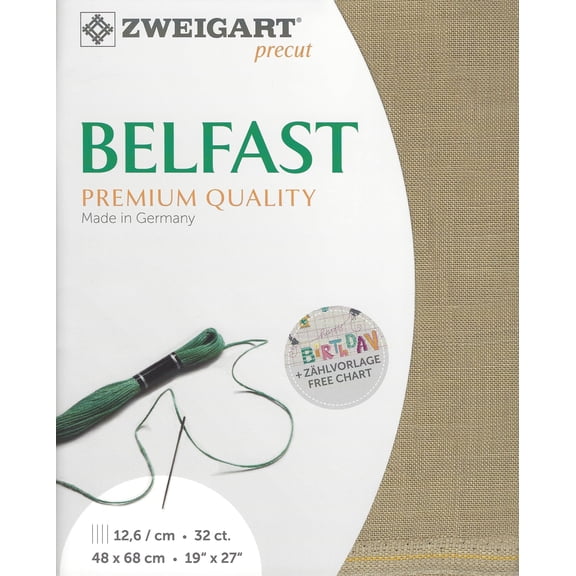 Wizardi Belfast 32 Count Summer Khaki. Needlework Canvas, Cross-Stitch Fabric, Embroidery Cloth, Needlepoint Canvas. 3609/323 Precut Zweigart