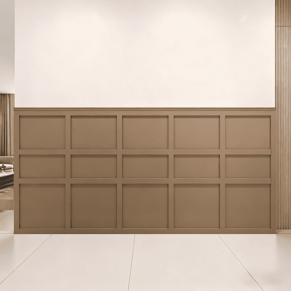 Precut Board & Batten Wainscoting Kit, Primed White Wall Panels,Polystyrene Ready-to-Assemble Accent Wall Decor with Molding Trim for Living Room, Dining Room & Hallway